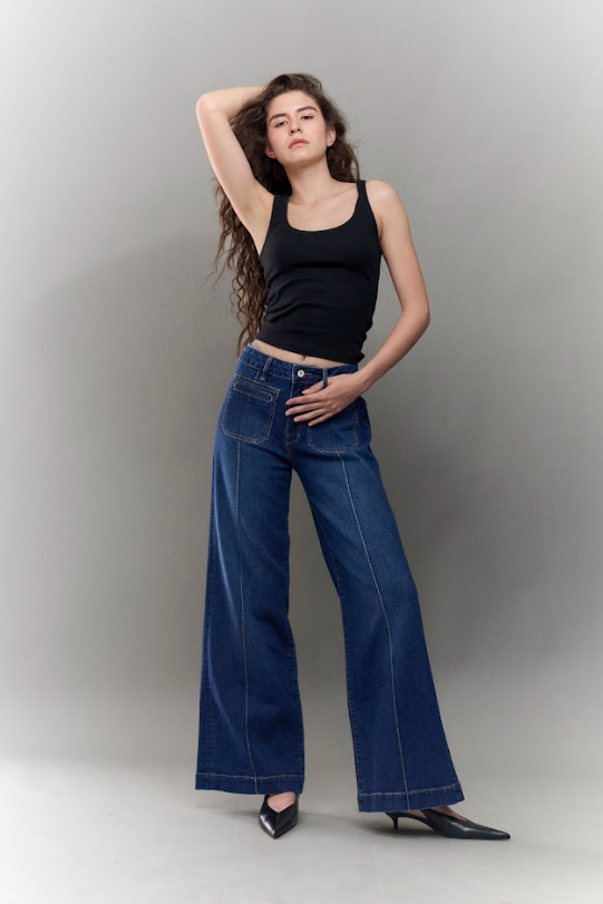 Jean Wide Leg High Rise Denim