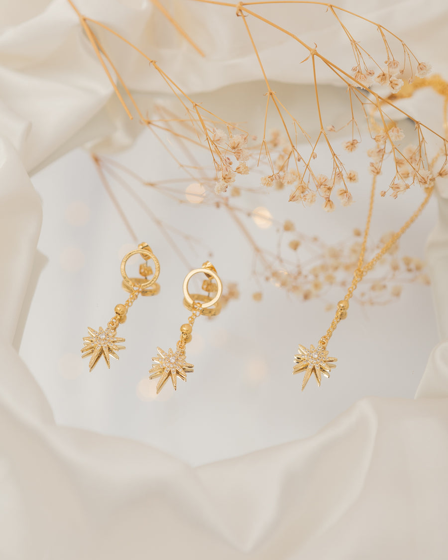 Star Compass Necklace & Earrings Set