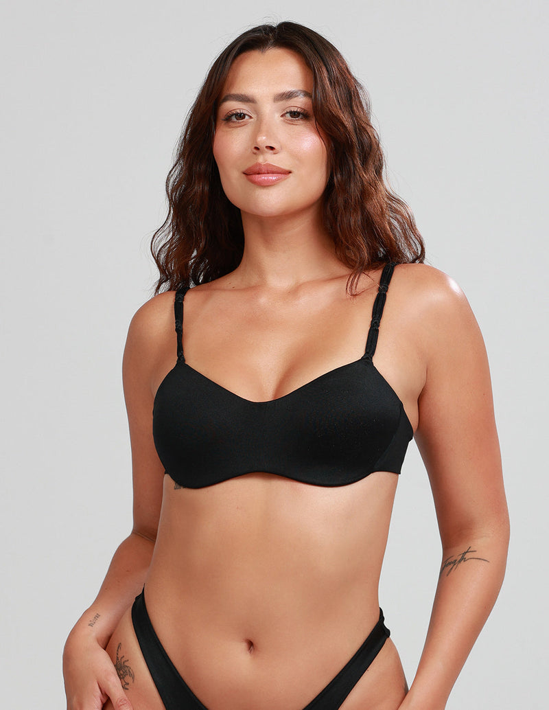 Lume Top Black. Bikini Top With Hand Woven Macramé In Black