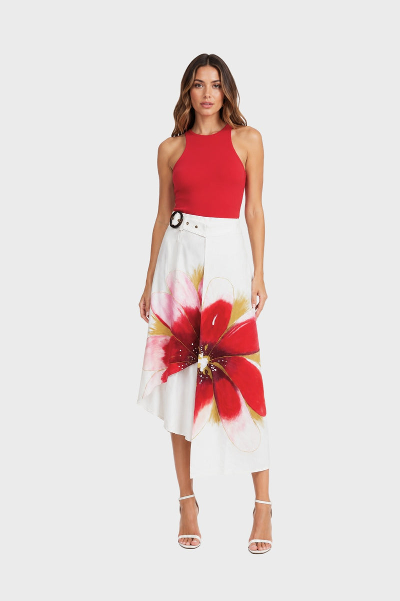 Asymetrical midi-skirt Alissa Red