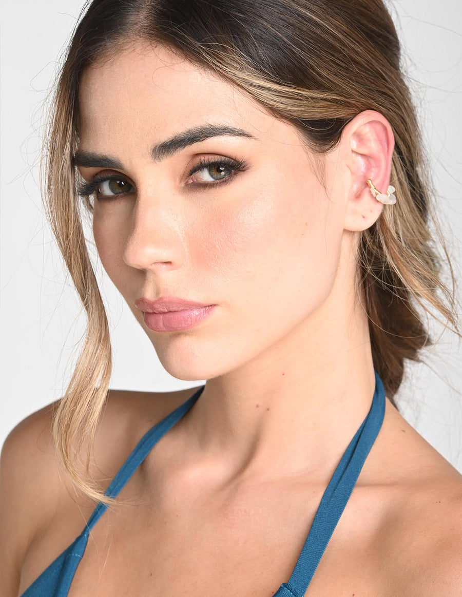 Nala Ear Cuff Moonstone + Ivory. Ear Cuff In Moonstone + Ivory