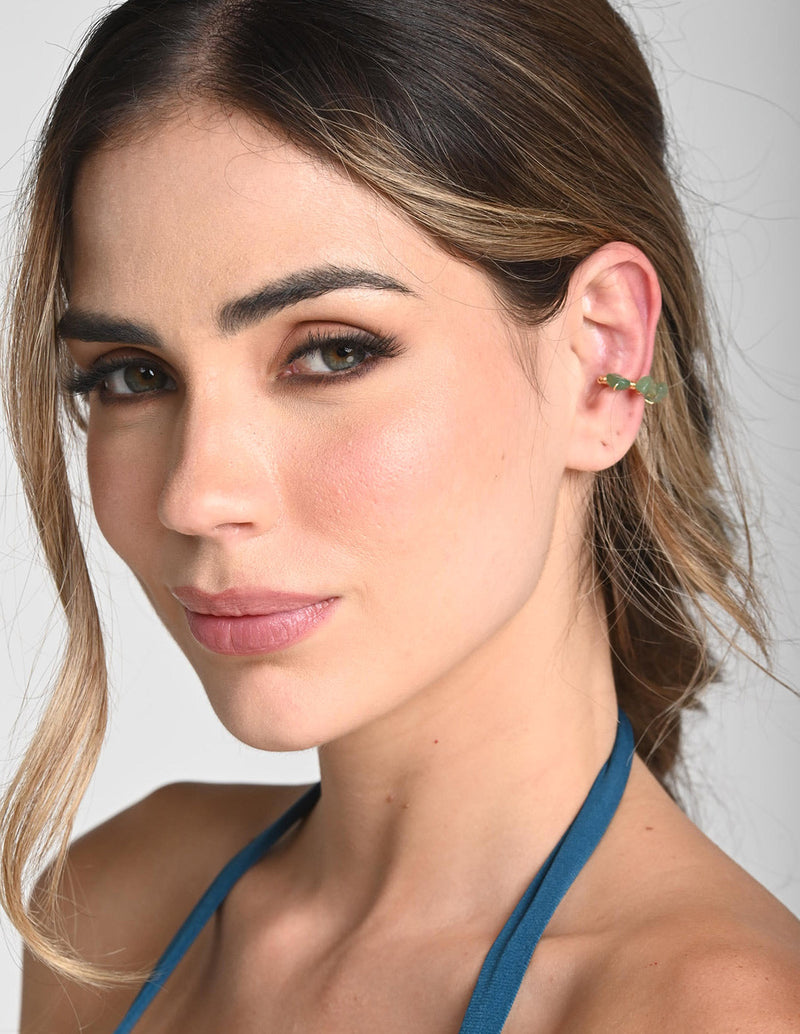 Nala Ear Cuff Aventurine + Green. Ear Cuff In Aventurine + Green
