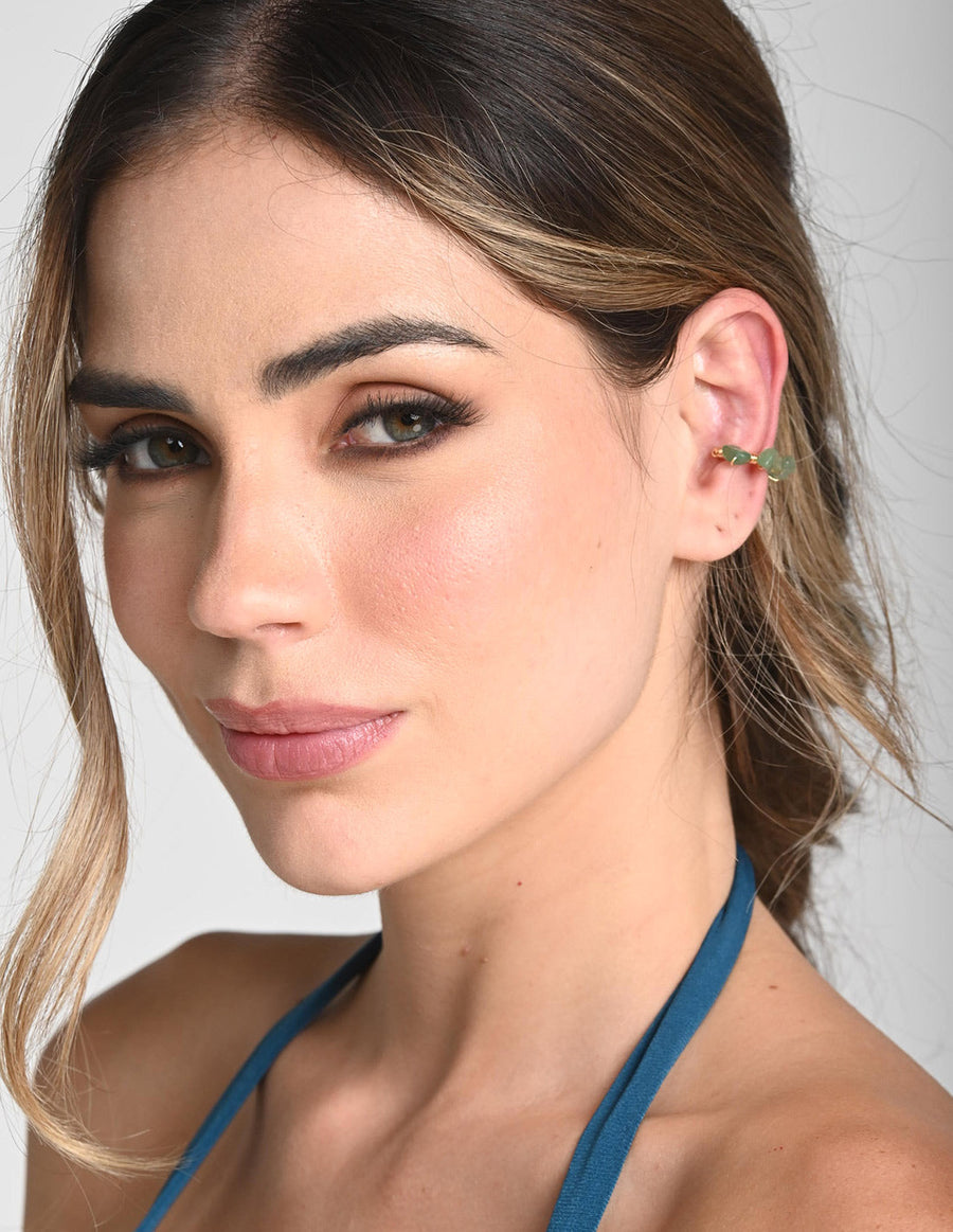 Nala Ear Cuff Aventurine + Green. Ear Cuff In Aventurine + Green