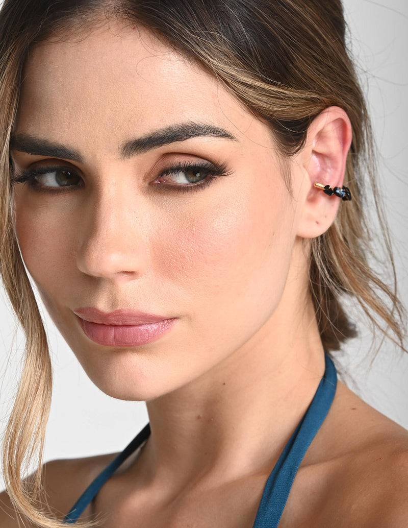 Nala Ear Cuff Agate + Black. Ear Cuff In Agate + Black