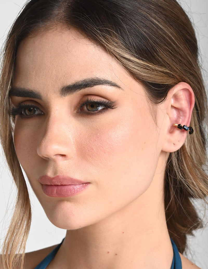 Nala Ear Cuff Agate + Black. Ear Cuff In Agate + Black